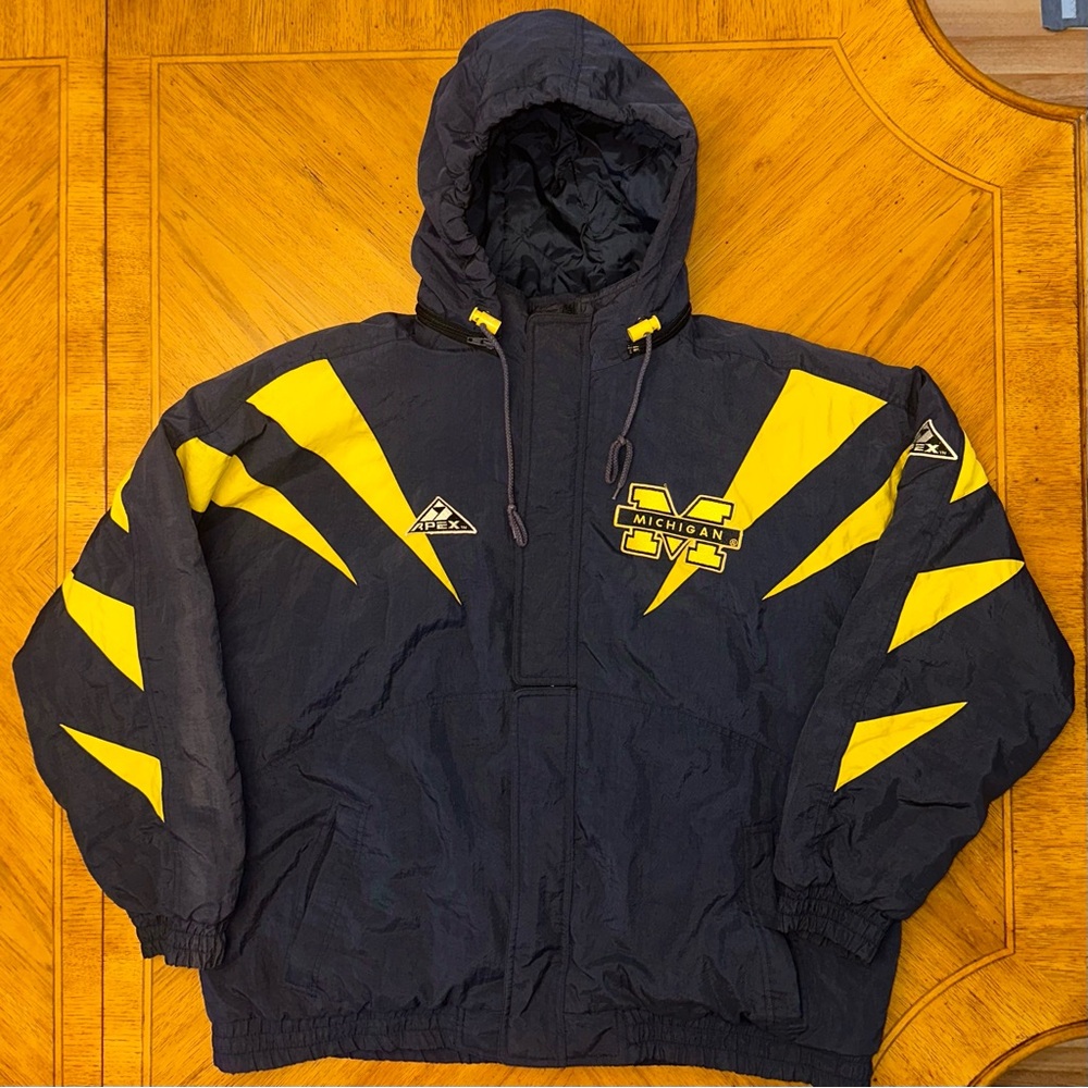Vintage Michigan Wolverines Apex One Puffer Jacket Size XL Zip VTG 90s